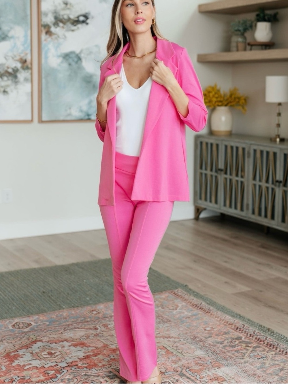 Dear Scarlett Hot Pink High-Rise Flare Magic Pants NWT 🌴